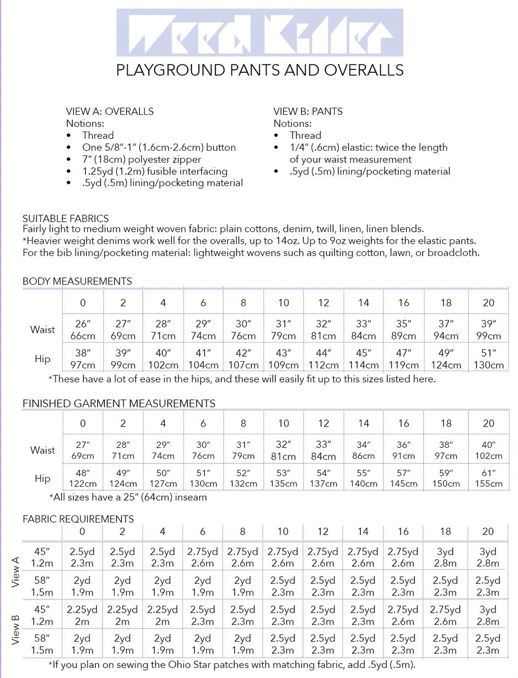 Playground Pants & Overalls - PDF Sewing Pattern
