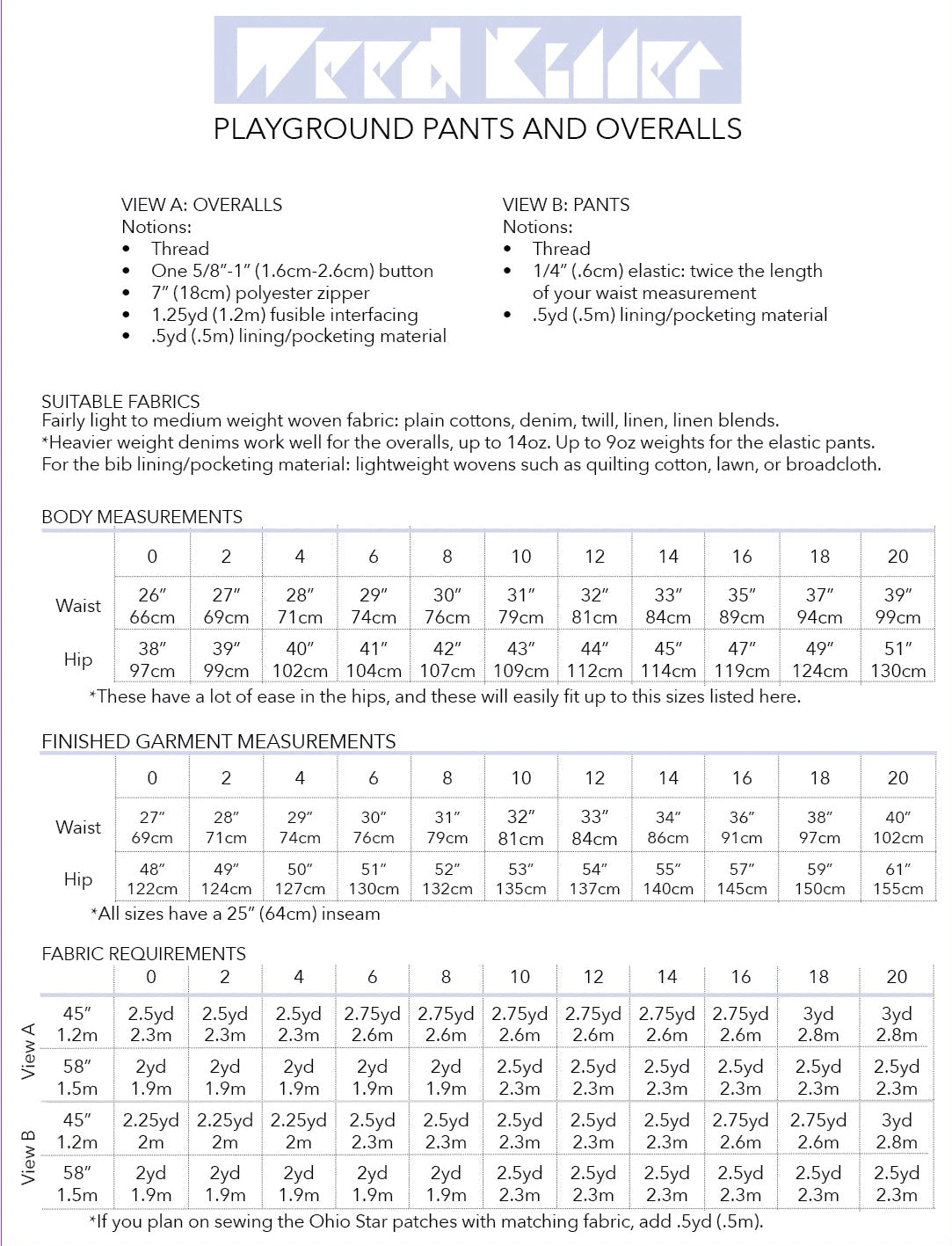Playground Pants & Overalls - PDF Sewing Pattern