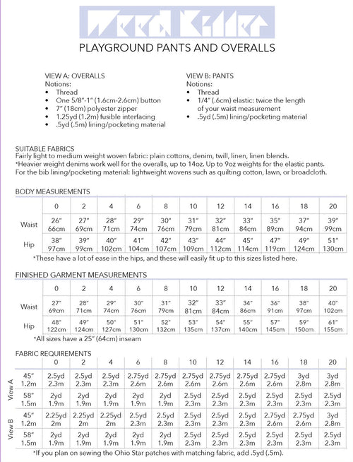 Playground Pants & Overalls - PDF Sewing Pattern